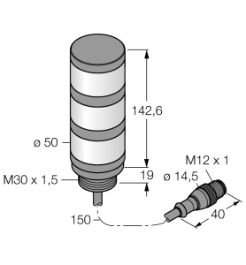 Светодиодный индикаторсигнальная колонна - TL50GYRQP - 3083230 Turck