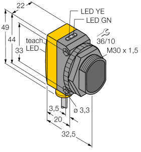 Фотоэлектрический датчикдиффузионный датчик - QS30EDV - 3076090 Turck