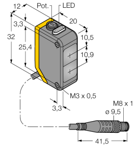 Фотоэлектрический датчикдиффузионный датчик - Q20PDQ - 3078211 Turck