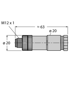 Круглый разъем M12 x 1Вилка, прямая, под индивидуальные характеристики - DBS8141-0 - 6930073 Turck 