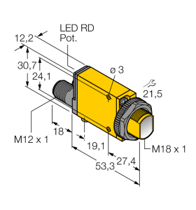 Фотоэлектрический датчикдиффузионный датчик - SM312DQD - 3026834 Turck