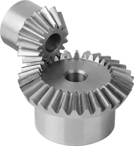 Norelem 22430 Bevel gears in steel, ratio 1:2 toothing milled, straight