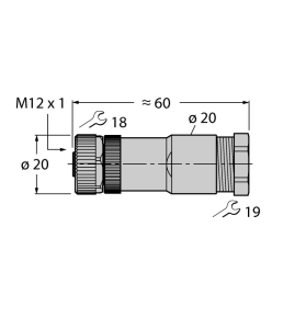 Круглый разъем M12 x 1Розетка, прямая, под индивидуальные требования - VBB8151-0 - 6934722 Turck 