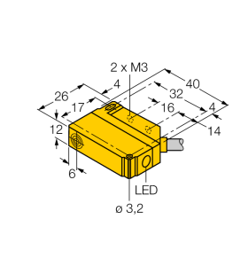 Индуктивный датчик - BI5U-Q12-VP6X2 7M - 1635529 Turck