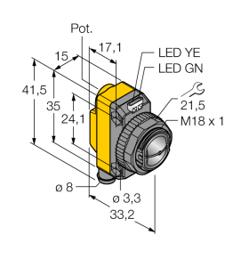 Фотоэлектрический датчикконвергентный датчик - QS18VP6CV15Q7 - 3066434 Turck
