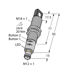 Ультразвуковой датчикдиффузионный датчик - RU130U-M18ES-LIU2PN8X2T-H1151 Turck 