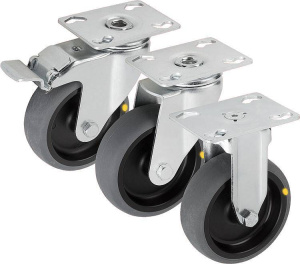 Norelem 95012 Swivel and fixed castors, steel plate, electrically conductive