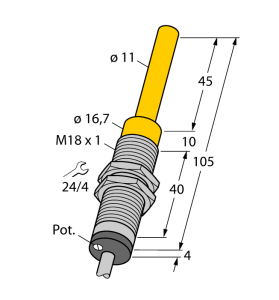 Индуктивный датчикс аналоговым выходом - WI40-M18-LIU5 - 1536603 Turck