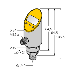 Pressure sensorс 2-мя транзисторными переключающими PNP/NPN выходами - PS100R-304-2UPN8X-H1141 - 6833458 Turck 