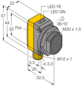 Фотоэлектрический датчикдиффузионный датчик - QS30DQ - 3073095 Turck