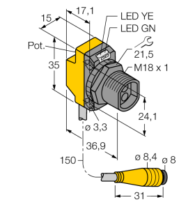 Фотоэлектрический датчикБазовый блок для стекловолокна - QS18VP6FQ - 3002797 Turck