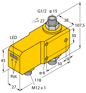 Мониторинг потокавстраиваемый в линию с оценочной электроникой - FCI-D15A4P-LIX-H1141 - 6870670 Turck 