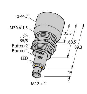 Ультразвуковой датчикдиффузионный датчик - RU600U-M30E-LIU2PN8X2T-H1151 Turck 