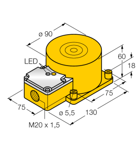 Индуктивный датчик - NI100U-K90SR-VP4X2 - 1625834 Turck