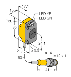 Фотоэлектрический датчикоппозитный датчик (излучатель) - QS186EBQ5 - 3064589 Turck