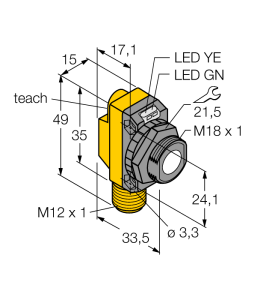 Ультразвуковой датчикдиффузионный датчик - QS18UPAQ8 - 3073156 Turck 