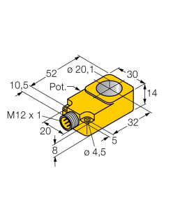 Индуктивный датчикс аналоговым выходом - BI20R-Q14-LU-H1141 - 1535548 Turck