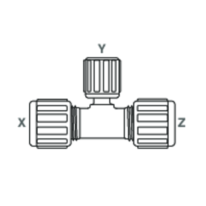 Union reducer tee with flare connection and SpaceSaver GEMU FRST 