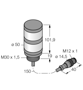 Светодиодный индикаторсигнальная колонна - TL50GRQP - 3083228 Turck