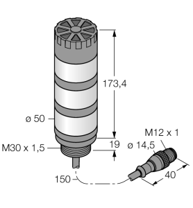 Светодиодный индикаторсигнальная колонна - TL50HGYRAQP - 3014608 Turck