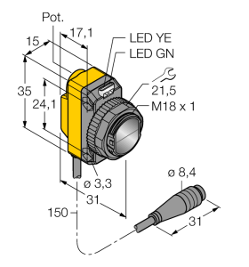 Фотоэлектрический датчикретро-рефлективный датчик - QS18VP6LVQ - 3061637 Turck