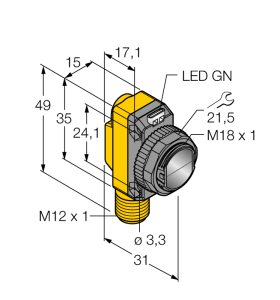 Фотоэлектрический датчикЛазерный излучатель - QS186LE14Q8 - 3002789 Turck