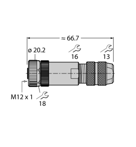 Круглый разъем M12 x 1Розетка, прямая, под индивидуальные требования - FW-M12KU5D-G-SB-ME-SH-8 - 6604219 Turck