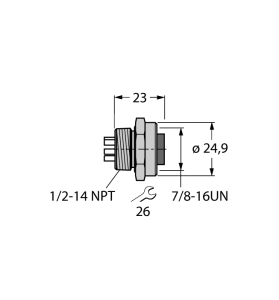 Аксессуары для полевых шинФланцевые соединители - RKFV48 - 6604406 Turck