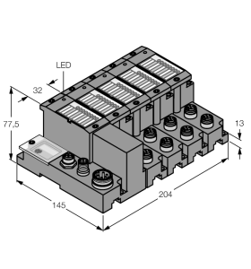 Комплект для коммуникации входов/выходов через Profibus DPV1 в IP67 - TI-BL67-DPV1-S-8 - 1545109 Turck 