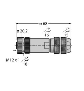 Круглый разъем M12 x 1Розетка, прямая, под индивидуальные требования - FW-M12KU5W-G-ZF-ME-SH-9 - 6604210 Turck